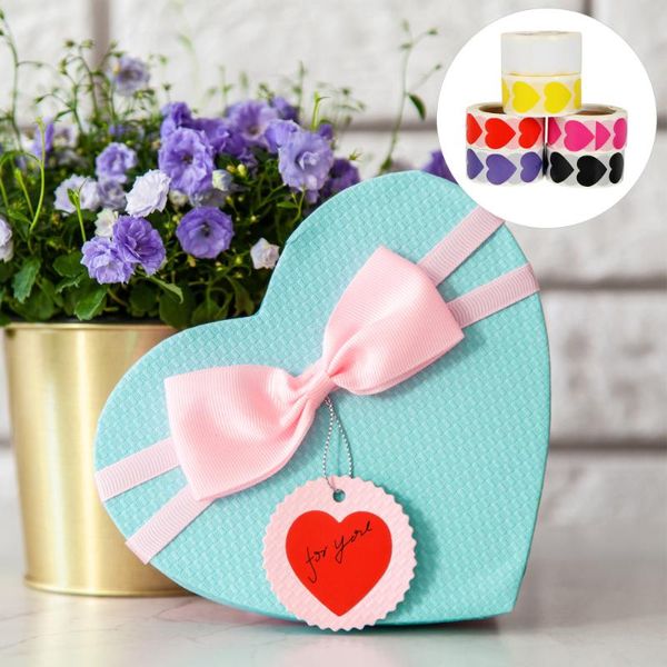 gift wrap 6 rolls valentine's day heart pattern sealing stickers adhesive