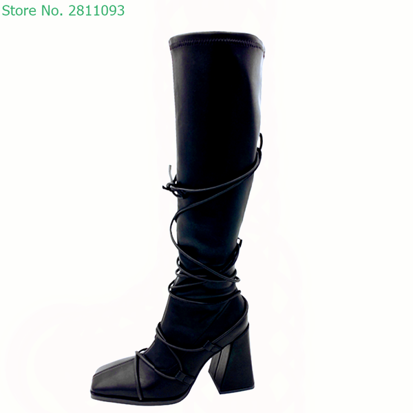 boots lace up square toe knee high block heel black leather fashion women dress shoes
boots lace up square toe knee high block heel black leather fashion women dress shoes
