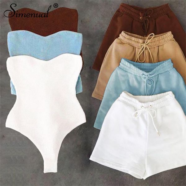 women's tracksuits simenual strapless bodysuit and shorts two piece sets ribbed sporty loungewear casual bodycon matching set streetwea, Gray
women's tracksuits simenual strapless bodysuit and shorts two piece sets ribbed sporty loungewear casual bodycon matching set streetwea, Gray