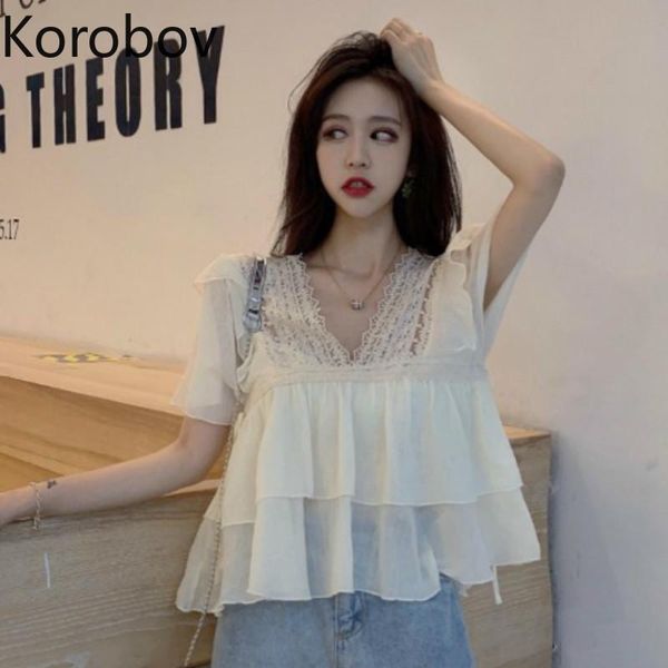 women's blouses & shirts korobov summer v-neck lace patchwork women chiffon blouse korean short sleeve ruffles shirt eleagnt white blus
women's blouses & shirts korobov summer v-neck lace patchwork women chiffon blouse korean short sleeve ruffles shirt eleagnt white blus