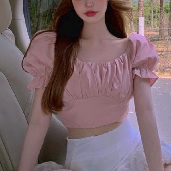 women's blouses & shirts 2021 summer pink sweet blouse for women korean bandage design causal shirt puff sleeve holiday outing kawaii, White
women's blouses & shirts 2021 summer pink sweet blouse for women korean bandage design causal shirt puff sleeve holiday outing kawaii, White