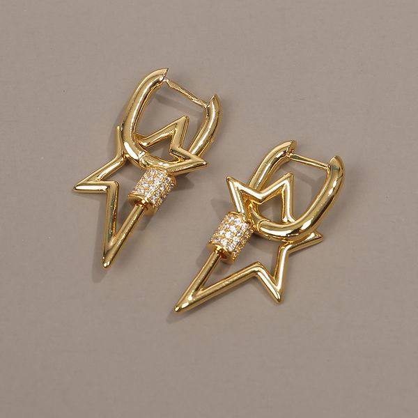 exaggerated earrings copper five pointed star simple hip hop nightclub fashion personality jewelry women accessories, Golden
exaggerated earrings copper five pointed star simple hip hop nightclub fashion personality jewelry women accessories, Golden