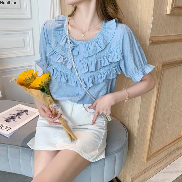 women's blouses & shirts summer korean o-neck solid color splicing loose short sleeve fashion casual lady blusas, White
women's blouses & shirts summer korean o-neck solid color splicing loose short sleeve fashion casual lady blusas, White