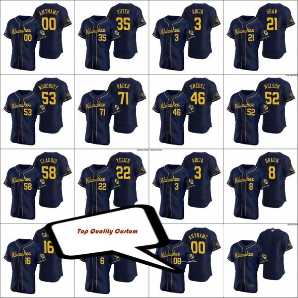 milwaukee 22 christian yelich brewer jerseys 16 ben gamel 3 orlando arcia men women youth toddler custom navy 2021 flex base baseball jersey, Black
milwaukee 22 christian yelich brewer jerseys 16 ben gamel 3 orlando arcia men women youth toddler custom navy 2021 flex base baseball jersey, Black
