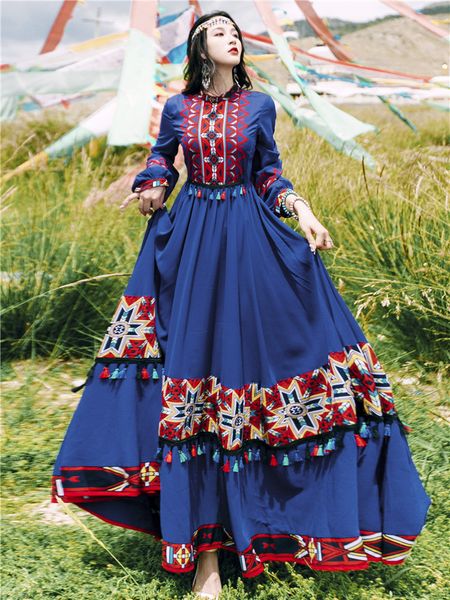ethnic long-sleeved stand collar printing elegant romantic tassels dress female temperament was thin high waist long dress f2237, Black;gray
ethnic long-sleeved stand collar printing elegant romantic tassels dress female temperament was thin high waist long dress f2237, Black;gray