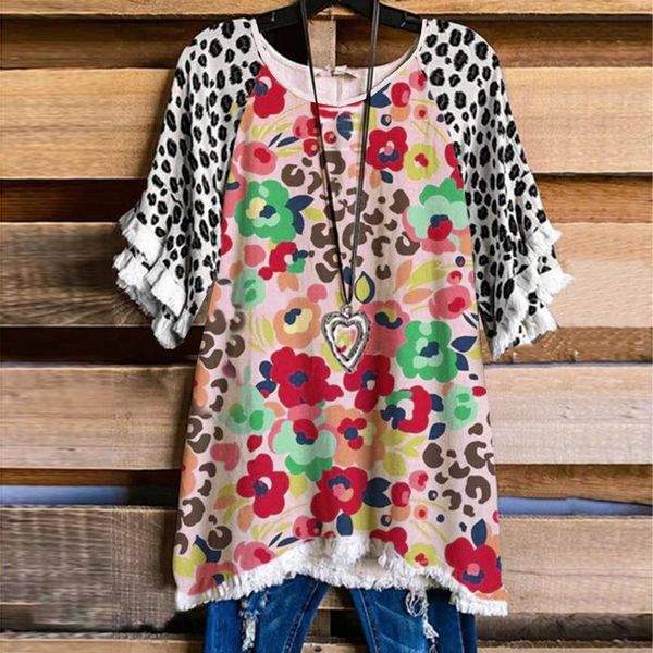 women's blouses & shirts fashion o-neck leopard print blouse ruffles half sleeve printing t-shirt women 2021 short sleeves, White
women's blouses & shirts fashion o-neck leopard print blouse ruffles half sleeve printing t-shirt women 2021 short sleeves, White