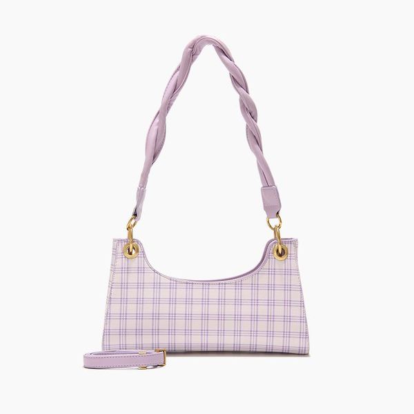 style purple plaid frog bag ladies underarm bags woven handbag shoulder small totes