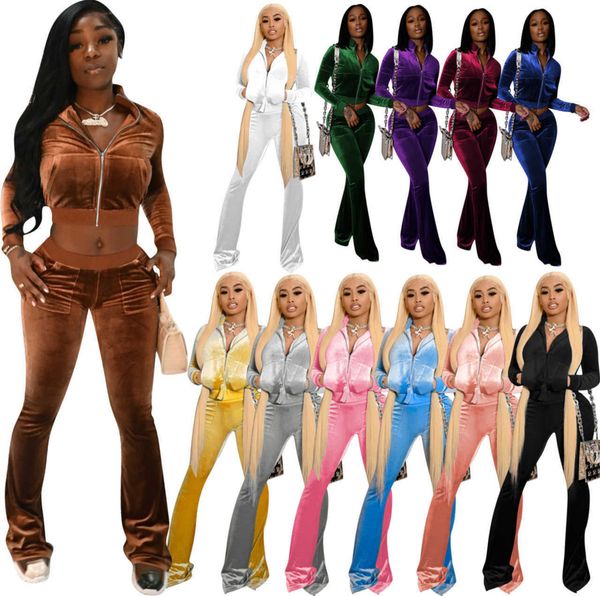 women tracksuits two pieces set deisgner outfits korean velvet rib stitching solid colour zipper coat leggings 12 colours, Gray
women tracksuits two pieces set deisgner outfits korean velvet rib stitching solid colour zipper coat leggings 12 colours, Gray