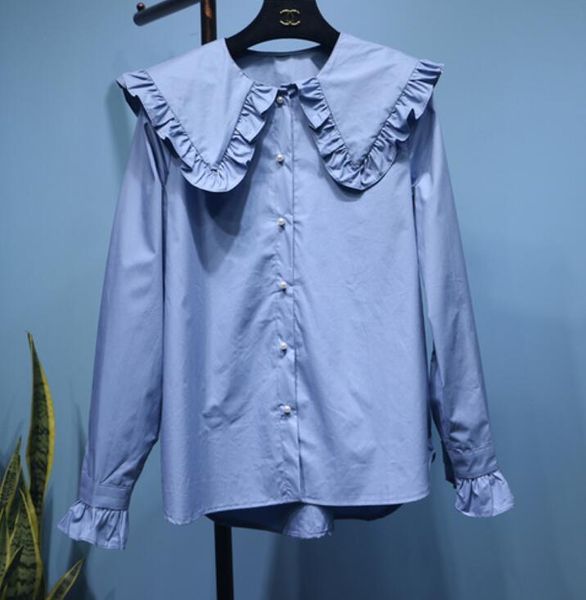 fashion spring women's college wind sweet doll neck irregular blouse pure color long sleeve loose blouses & shirts, White
fashion spring women's college wind sweet doll neck irregular blouse pure color long sleeve loose blouses & shirts, White