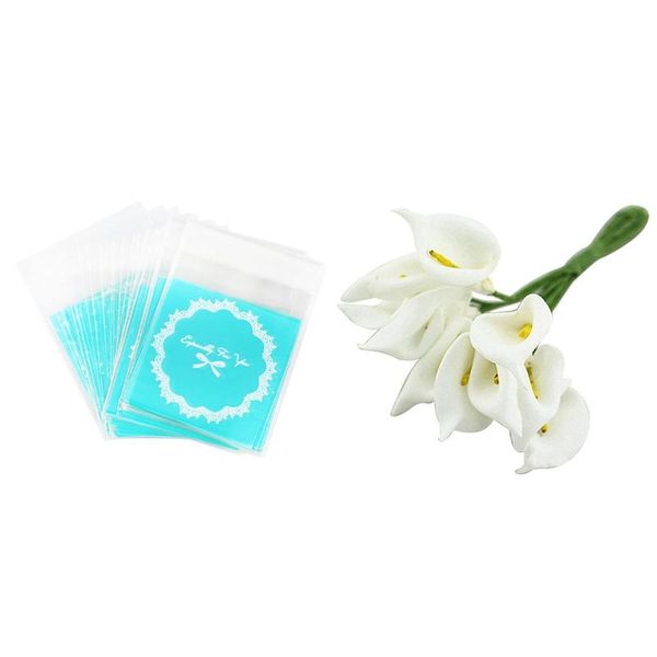 gift wrap 50 pcs 10x10cm cookie packaging lace candy self-adhesive plastic bags & 12 mini calla artificial flower bouquet
gift wrap 50 pcs 10x10cm cookie packaging lace candy self-adhesive plastic bags & 12 mini calla artificial flower bouquet