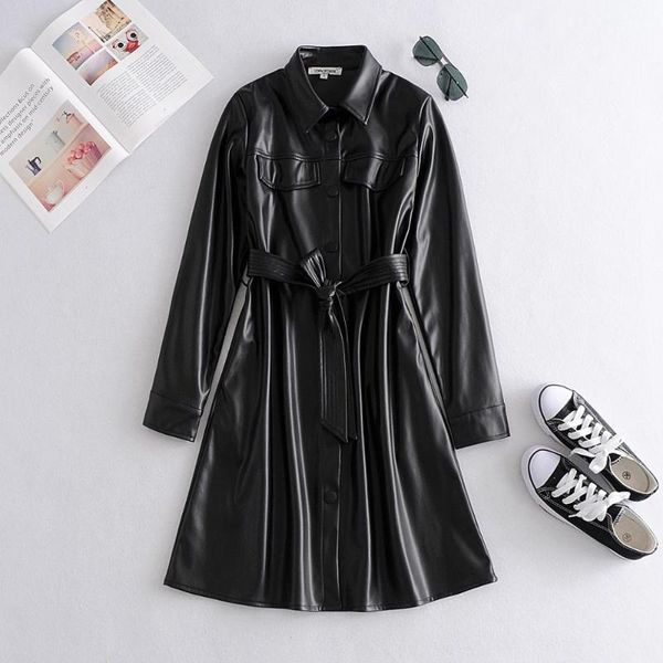 women's leather & faux 2021 shirt personality brown yellow button pu autumn winter leisure long sleeve blouse, Black
women's leather & faux 2021 shirt personality brown yellow button pu autumn winter leisure long sleeve blouse, Black