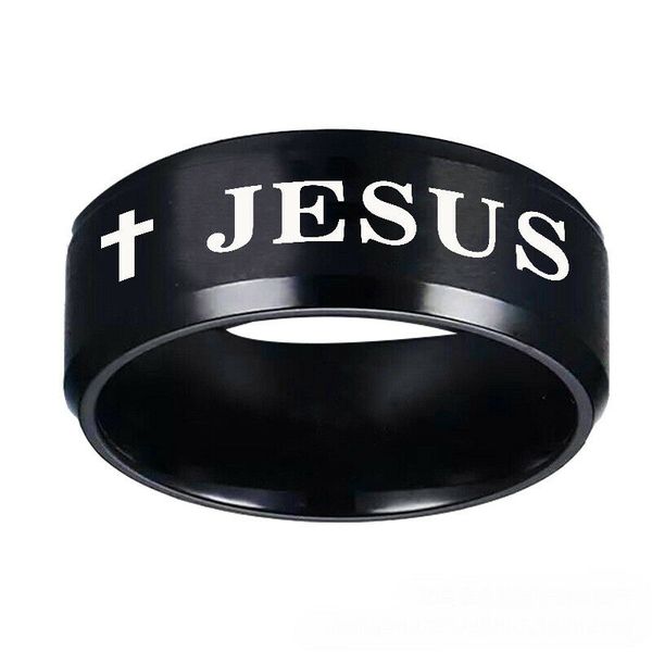 8mm the christian letter jesus cross rings stainless steel mens band size 6-13, Silver
8mm the christian letter jesus cross rings stainless steel mens band size 6-13, Silver