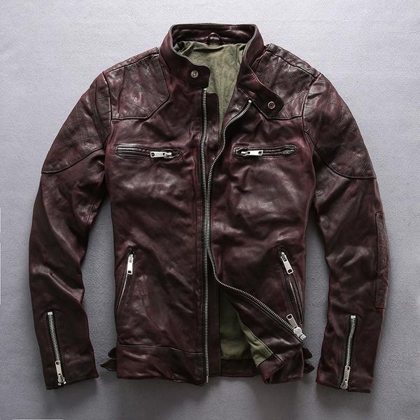 men's leather & faux sheepskin jackets brand outwear soft genuine coats designer vintage motorcycle rider jacket, Black
men's leather & faux sheepskin jackets brand outwear soft genuine coats designer vintage motorcycle rider jacket, Black