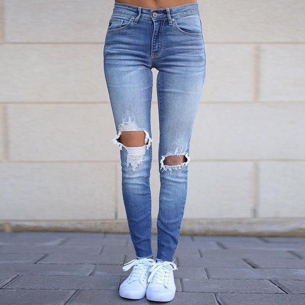 casual denim stretch hole women jean plaid mid waist high elastic push up washed skinny pencil pants, Blue
casual denim stretch hole women jean plaid mid waist high elastic push up washed skinny pencil pants, Blue
