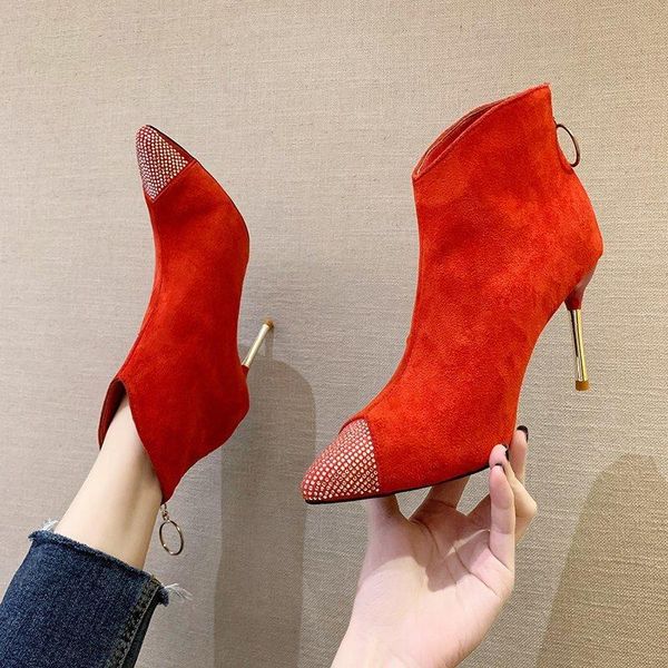 boots crystal fashion short for women botas pointed toe suede ankle shoes autumn thin heels high, Black
boots crystal fashion short for women botas pointed toe suede ankle shoes autumn thin heels high, Black