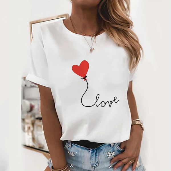 red heart balloon print women t shirts short sleeve summer loose casual graphic tee femme kawaii clothes, White
red heart balloon print women t shirts short sleeve summer loose casual graphic tee femme kawaii clothes, White