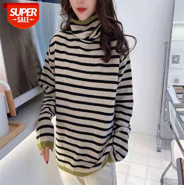 011777 color-blocking high-neck striped knit sweater women's simple inner bottoming shirt #ch3u, Black
011777 color-blocking high-neck striped knit sweater women's simple inner bottoming shirt #ch3u, Black