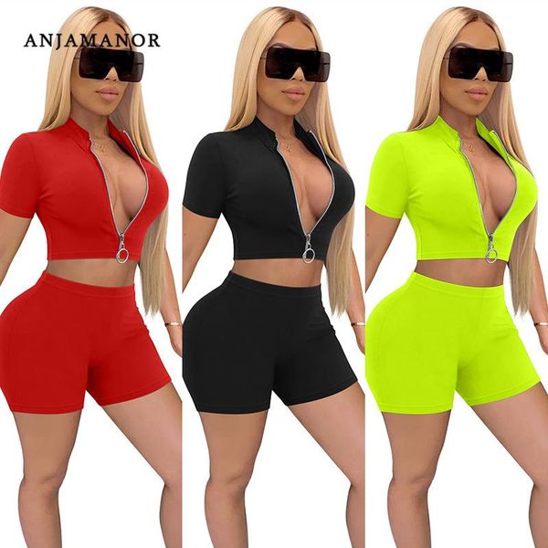 women's tracksuits anjamanor casual tracksuit solid two piece set streetwear women zip up short sleeve crop biker shorts sets d53-cc30, Gray
women's tracksuits anjamanor casual tracksuit solid two piece set streetwear women zip up short sleeve crop biker shorts sets d53-cc30, Gray
