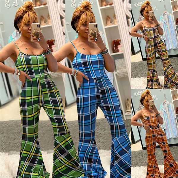 women's jumpsuits & rompers sleeveless strap plaid print jumpsuit trousers women high waist long pants flared bottoms summer, Black;white
women's jumpsuits & rompers sleeveless strap plaid print jumpsuit trousers women high waist long pants flared bottoms summer, Black;white