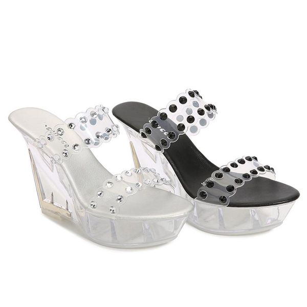 slippers summer luminous nightclub women's shoes large size transparent sandals ladies slope heel fashion gladiator, Black
slippers summer luminous nightclub women's shoes large size transparent sandals ladies slope heel fashion gladiator, Black