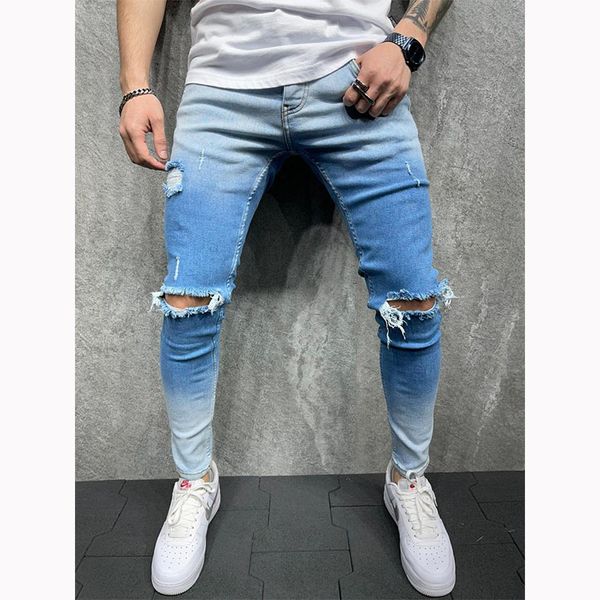 mens casual one hole tapered jeans personalized fashion comfortable daily travel party party hip hop small foot wear pants, Blue
mens casual one hole tapered jeans personalized fashion comfortable daily travel party party hip hop small foot wear pants, Blue