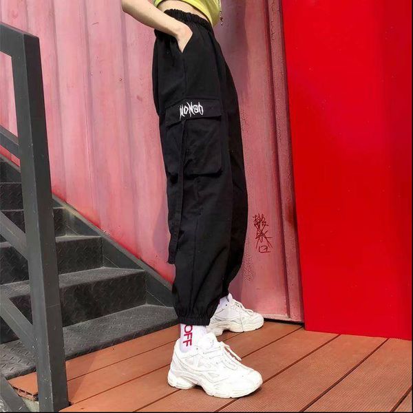 womens pant women hip hop cargo pants female harem streetwear casual black loose harajuku with side pockets, Black;white
womens pant women hip hop cargo pants female harem streetwear casual black loose harajuku with side pockets, Black;white