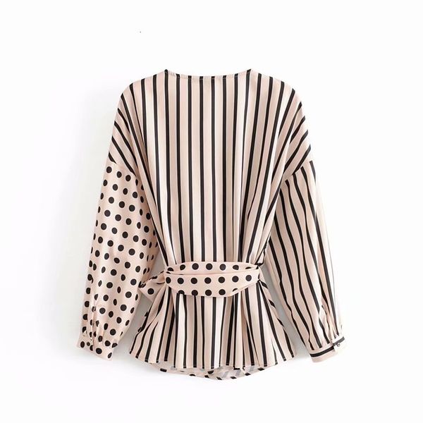 women's blouses & shirts women cross v neck polka dot print patchwork stripe smock blouse bow sashes kimono blusas chemise 1 v83l, White
women's blouses & shirts women cross v neck polka dot print patchwork stripe smock blouse bow sashes kimono blusas chemise 1 v83l, White