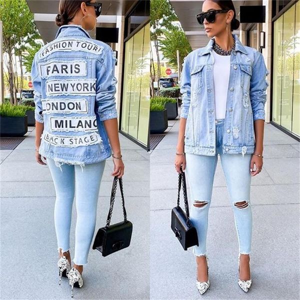 women's vests women letter print denim jacket coat casual ripped holes womens jean jackets, Black;white
women's vests women letter print denim jacket coat casual ripped holes womens jean jackets, Black;white
