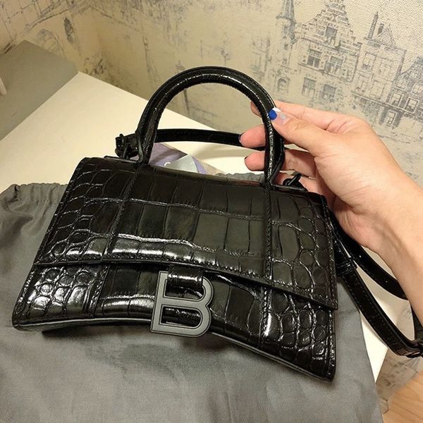 designer handbags hourglass bag crocodile 2021 leather women's bag fashion one shoulder portable cross leather women's balencaiga