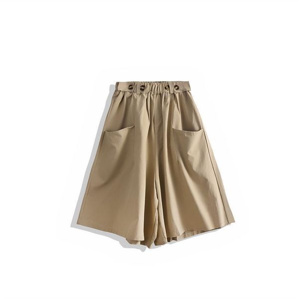 summer elastic waist high ladies five-point fashion wide-leg pants big pockets loose casual 210527, Black;white
summer elastic waist high ladies five-point fashion wide-leg pants big pockets loose casual 210527, Black;white