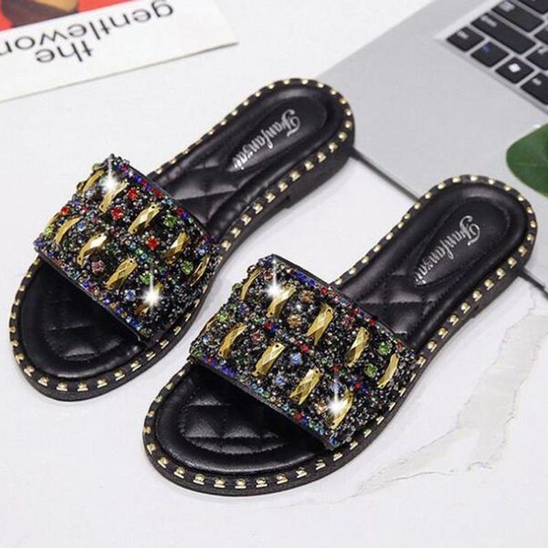 slippers fashion ladies rhinestone flat sandals vacation beach sandalias de verano para mujer xx12, Black
slippers fashion ladies rhinestone flat sandals vacation beach sandalias de verano para mujer xx12, Black