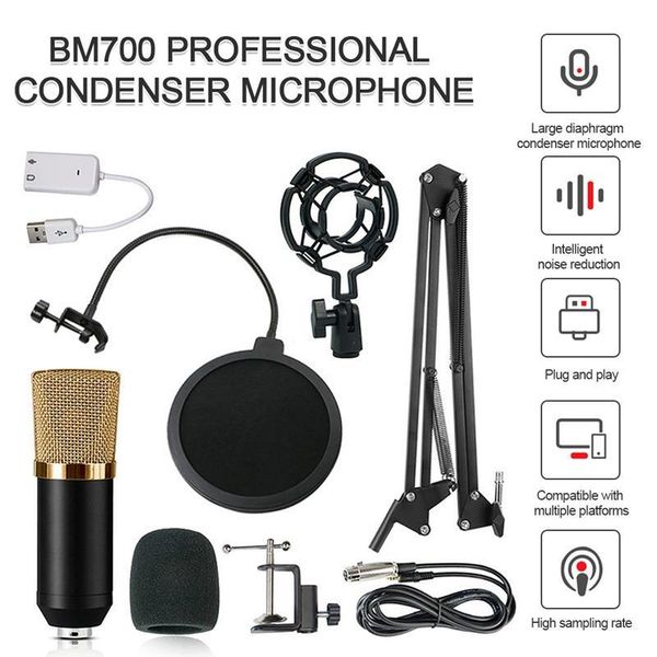 professional bm700 condenser microphone sound recording mic for youtube live broadcast singing game audio kit microphones
professional bm700 condenser microphone sound recording mic for youtube live broadcast singing game audio kit microphones