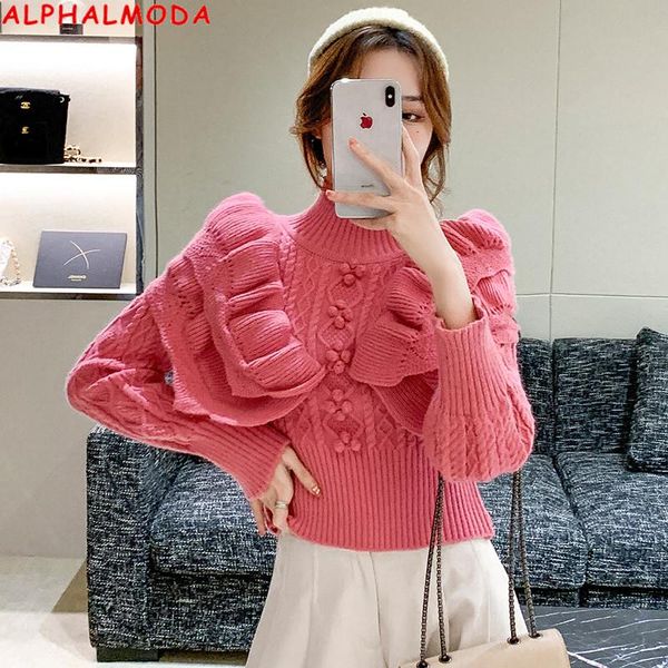 women's sweaters alphalmoda ruffled slim sweater women 2021 winter casual sweet knitted jumper twisted fashion top, White;black
women's sweaters alphalmoda ruffled slim sweater women 2021 winter casual sweet knitted jumper twisted fashion top, White;black