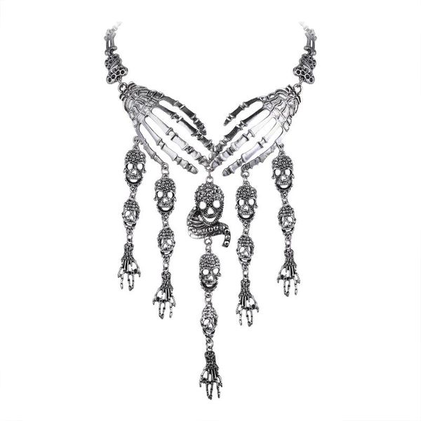 chokers halloween skull necklace women skeleton hand choker goth party jewelry gift hip- punk neck chain link collier femme retro, Golden;silver
chokers halloween skull necklace women skeleton hand choker goth party jewelry gift hip- punk neck chain link collier femme retro, Golden;silver