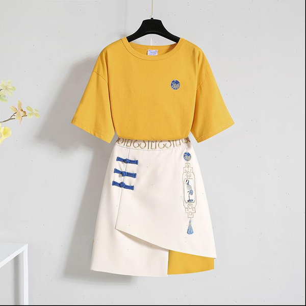 cute long women tracksuits t shirt yellow dress 2 piece set outfits casual pcs and skirt plus size summer, Gray
cute long women tracksuits t shirt yellow dress 2 piece set outfits casual pcs and skirt plus size summer, Gray