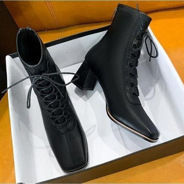 boots anklet for women's square heels 6cm female shoes head lace up convenient zipper lady boot botas de mujer, Black
boots anklet for women's square heels 6cm female shoes head lace up convenient zipper lady boot botas de mujer, Black