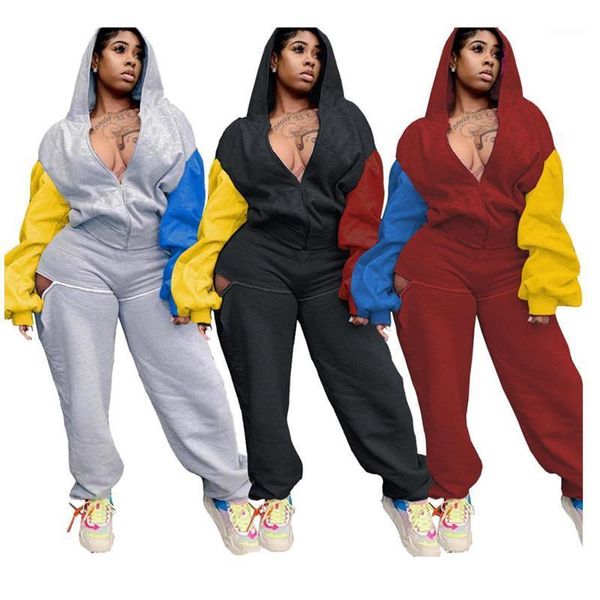 two piece outfits women patchwork winter plus size 3xl hoodies zipper coats hollow out sweatpants sets wholesale drop women's tracksuit, Gray
two piece outfits women patchwork winter plus size 3xl hoodies zipper coats hollow out sweatpants sets wholesale drop women's tracksuit, Gray