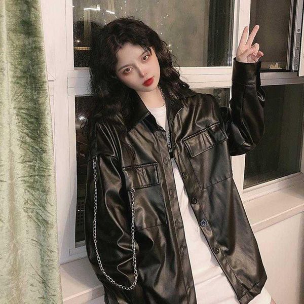 women's jackets women harajuku style loose pu leather jacket female korean bf coat 2021 spring and autumn, Black;brown
women's jackets women harajuku style loose pu leather jacket female korean bf coat 2021 spring and autumn, Black;brown