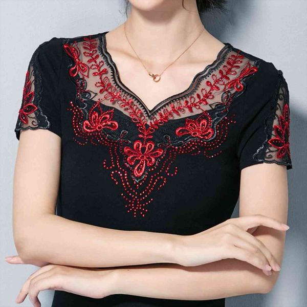fashion short sleeve summer womens shirts elegant embroidered plus size 4xl women and blousas, White
fashion short sleeve summer womens shirts elegant embroidered plus size 4xl women and blousas, White