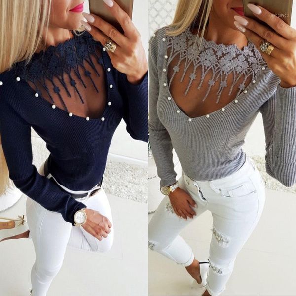 fashion women long sleeve shirts lace hollow out pearl beading patchwork crew neck knit casual tunic blouse pullover women's blouses &, White
fashion women long sleeve shirts lace hollow out pearl beading patchwork crew neck knit casual tunic blouse pullover women's blouses &, White