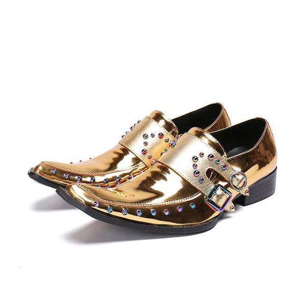 dress shoes rivets double buckle oxfords style bright surface yellow wedding fashion square toe business casual, Black
dress shoes rivets double buckle oxfords style bright surface yellow wedding fashion square toe business casual, Black