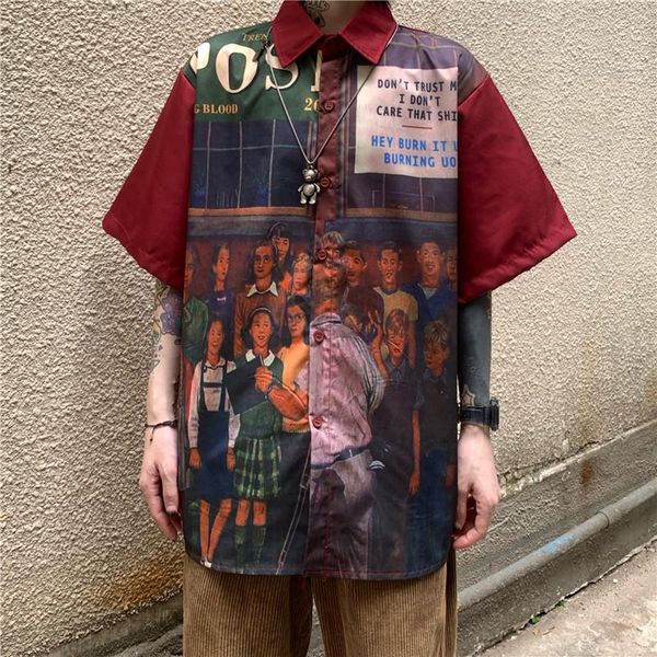 women's blouses & shirts summer short-sleeved women 90s vintage hand-painted portrait printed loose boyfriend harajuku streetwear casua, White
women's blouses & shirts summer short-sleeved women 90s vintage hand-painted portrait printed loose boyfriend harajuku streetwear casua, White