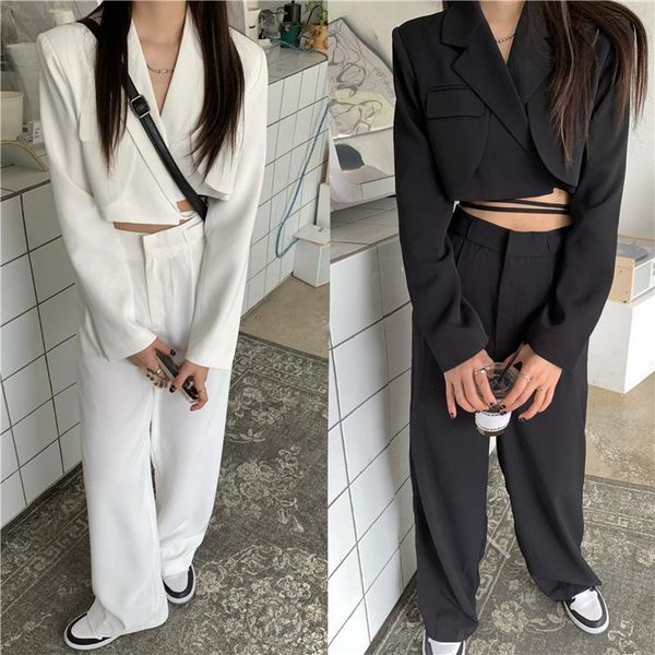 women's two piece pants 2 sets womens ladies office notched collar long sleeve lace up short coat and high waist wide leg 783i, White
women's two piece pants 2 sets womens ladies office notched collar long sleeve lace up short coat and high waist wide leg 783i, White