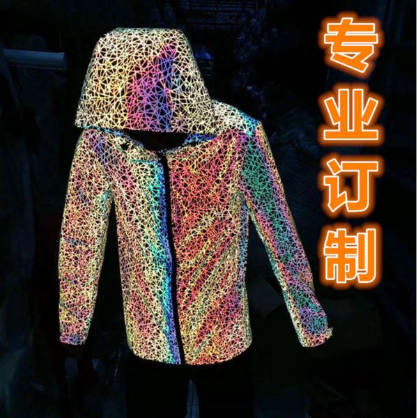 reflective clothing, colorful bird's nest pattern, tiktok, coat, night glow, men's and women's hooded red net, the same, Black;brown
reflective clothing, colorful bird's nest pattern, tiktok, coat, night glow, men's and women's hooded red net, the same, Black;brown