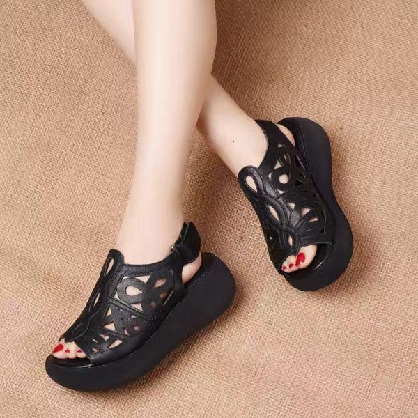 sandals women soft leather wedges shoes for summer casual female heels wedge sandalias mujer p1t8, Black
sandals women soft leather wedges shoes for summer casual female heels wedge sandalias mujer p1t8, Black