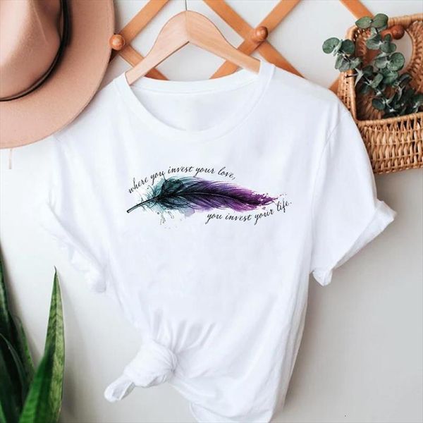 and women summer tshirts men t shirt cartoon feather watercolor fashion short sleeve clothes graphic lady print female tee, White;black
and women summer tshirts men t shirt cartoon feather watercolor fashion short sleeve clothes graphic lady print female tee, White;black