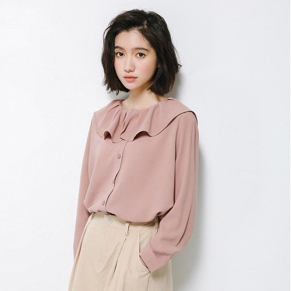 women's blouses & shirts 2021 autumn chic small fresh lotus collar women chiffon korean version of long sleeve female blouse, White
women's blouses & shirts 2021 autumn chic small fresh lotus collar women chiffon korean version of long sleeve female blouse, White