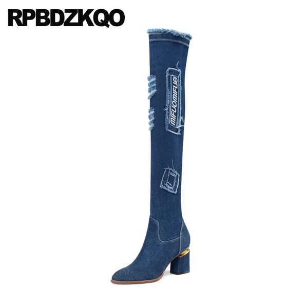 boots thigh high slim canvas heel ladies chunky blue denim jeans women 10 big size crossdresser over the knee pointed toe shoes, Black
boots thigh high slim canvas heel ladies chunky blue denim jeans women 10 big size crossdresser over the knee pointed toe shoes, Black