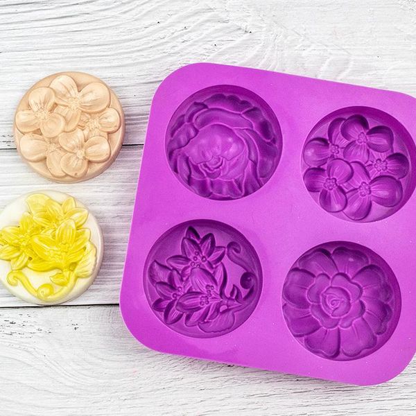 craft tools 4 cavity soap molds round flowers shape silicone handmade mold portable unique making cake decoration
craft tools 4 cavity soap molds round flowers shape silicone handmade mold portable unique making cake decoration