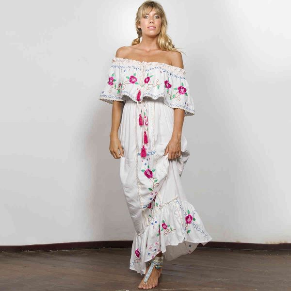 jastie boho women elegant embroidered lace maxi dress off the shoulder slash neck casual beach summer dress female vestidos 210419, White
jastie boho women elegant embroidered lace maxi dress off the shoulder slash neck casual beach summer dress female vestidos 210419, White